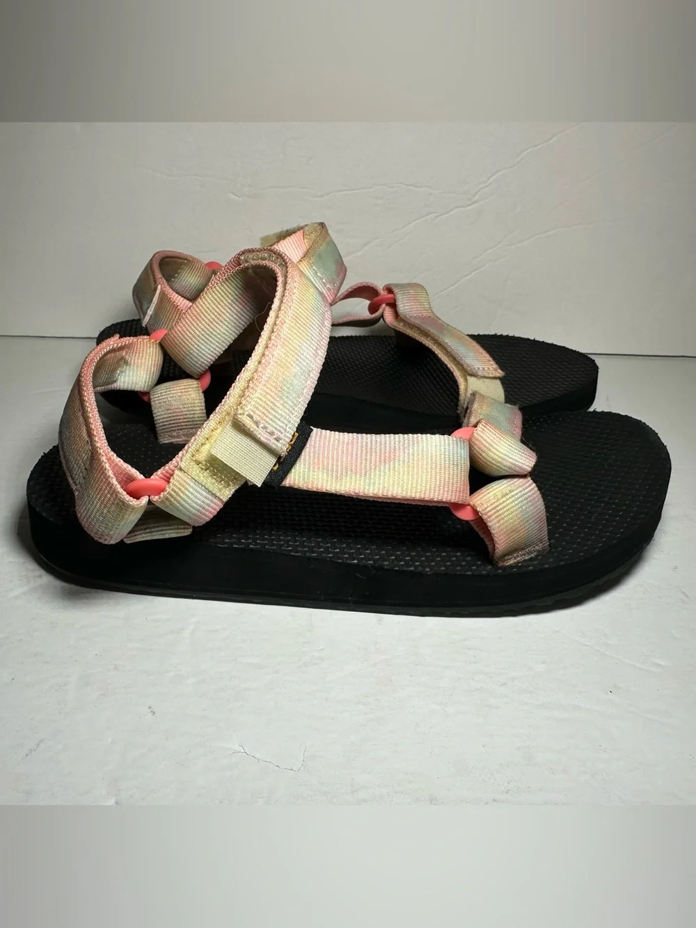Teva Girl's Original Universal Pastel Tie-Dye Sorbet Lemon Summer Outdoor Sz 3